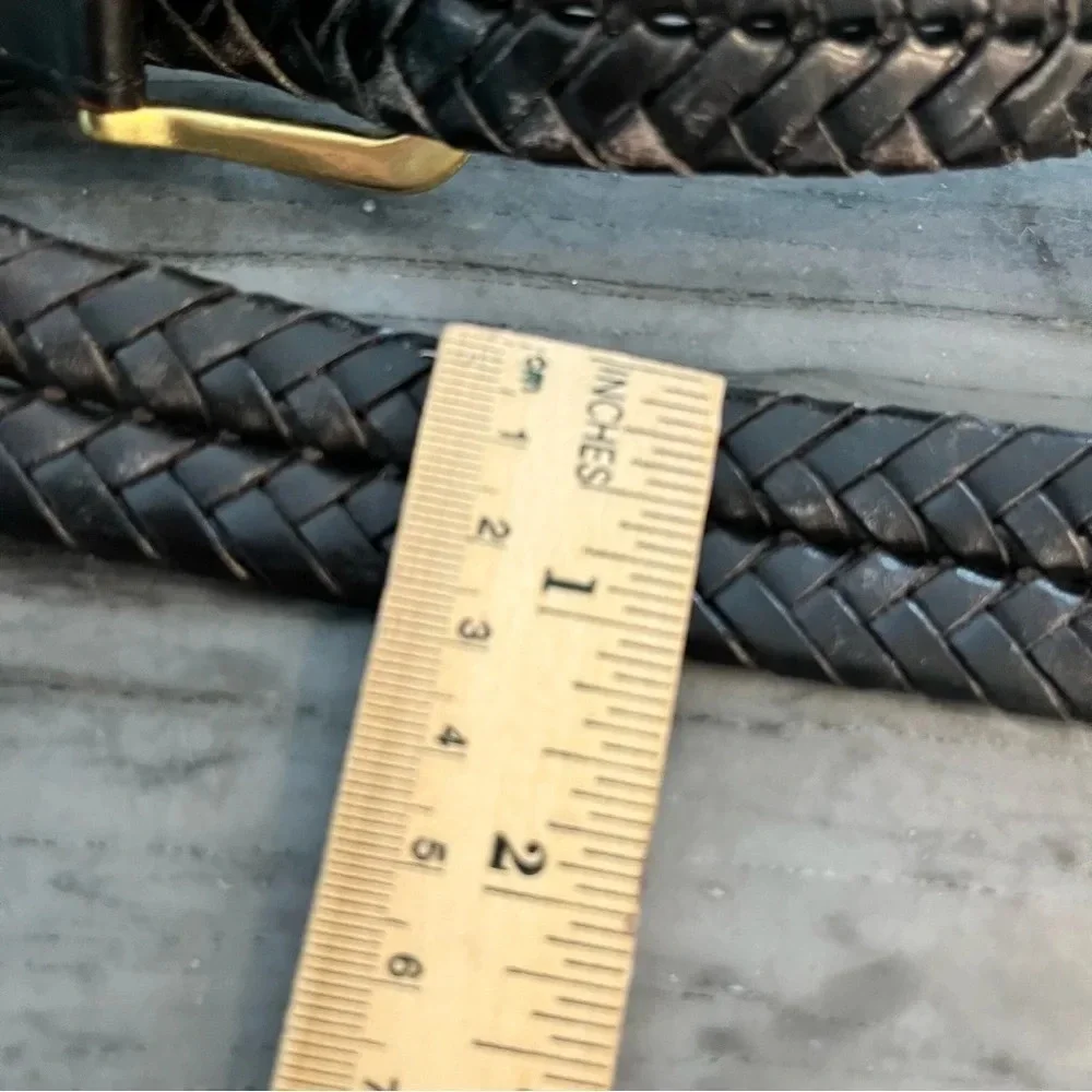 L. L. Bean Black Woven Leather Belt Size 42